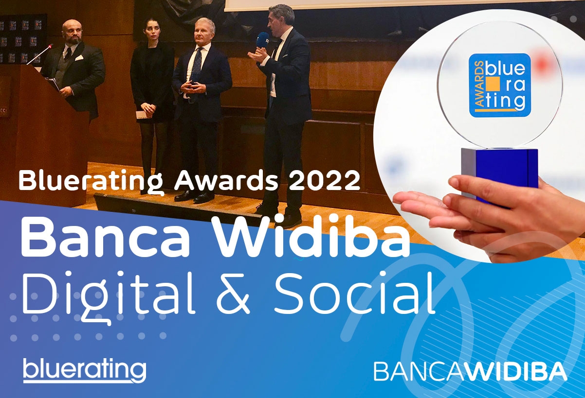 Rappresentazione visiva dell'articolo: Banca Widiba si aggiudica il premio "Digital&Social" alla Bluerating Awards 2022